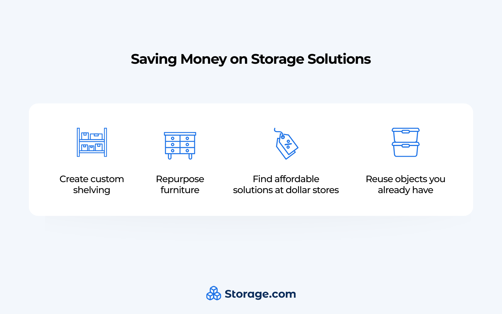Tips on saving money on storage solutions to organize storage room